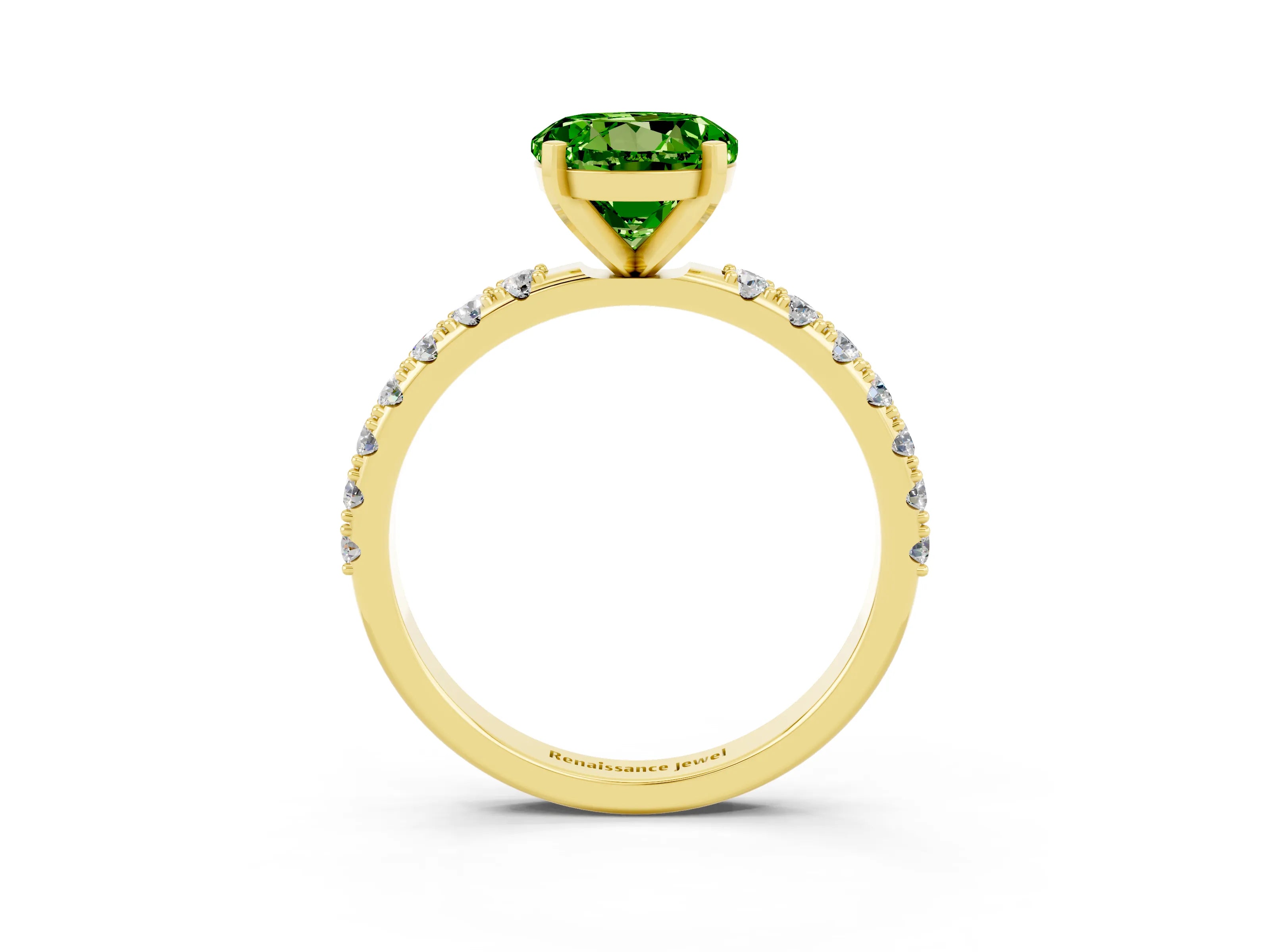 Yellow gold Round Cut Peridot Solitaire Pavé Band with Four-Prong Setting_3