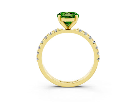 Yellow gold Round Cut Peridot Solitaire Pavé Band with Four-Prong Setting_3