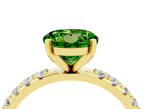 Yellow gold Round Cut Peridot Solitaire Pavé Band with Four-Prong Setting_4