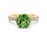 Yellow gold Round Cut Peridot Solitaire Pavé Engagement Ring with Round Band and Prong Setting_12