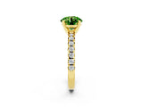 Yellow gold Round Cut Peridot Solitaire Pavé Engagement Ring with Round Band and Prong Setting_14