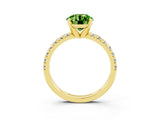 Yellow gold Round Cut Peridot Solitaire Pavé Engagement Ring with Round Band and Prong Setting_15