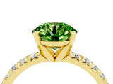 Yellow gold Round Cut Peridot Solitaire Pavé Engagement Ring with Round Band and Prong Setting_16