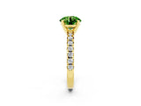 Yellow gold Round Cut Peridot Solitaire Pavé Engagement Ring with Round Band and Prong Setting_69