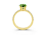 Yellow gold Round Cut Peridot Solitaire Pavé Engagement Ring with Round Band and Prong Setting_70