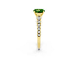 Yellow gold Round Cut Peridot Solitaire Ring with Cathedral Setting and Pavé Band_2