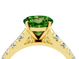 Yellow gold Round Cut Peridot Solitaire Ring with Cathedral Setting and Pavé Band_4