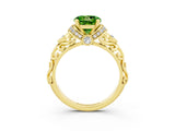 Yellow gold Round Cut Peridot Solitaire Ring with Filigree Band and Four-Prong Setting_27