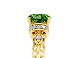 Yellow gold Round Cut Peridot Solitaire Ring with Filigree Band and Four-Prong Setting_29
