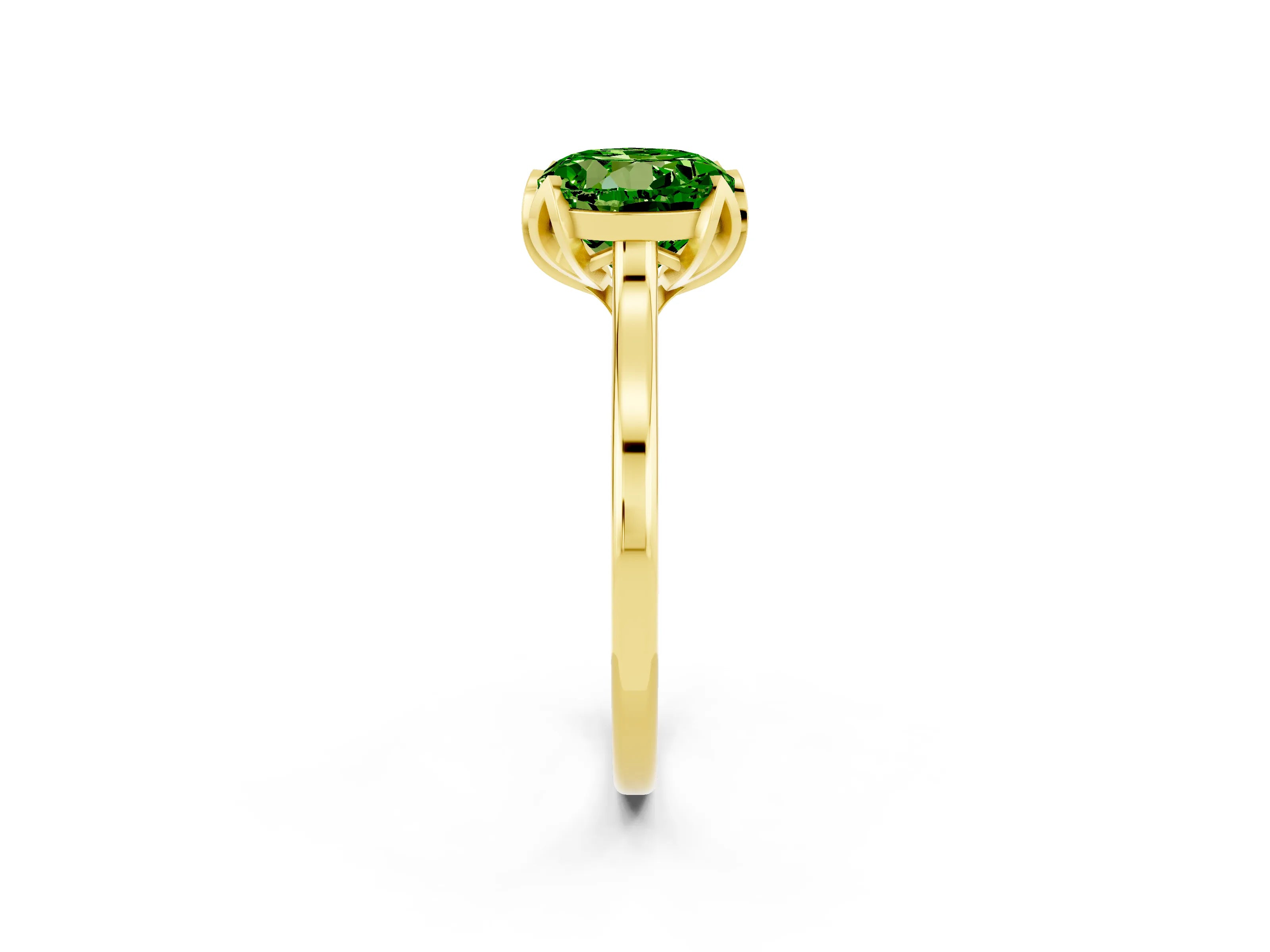 Yellow gold Round Cut Peridot Solitaire Ring with Flower Prong Setting and Classic Band_14