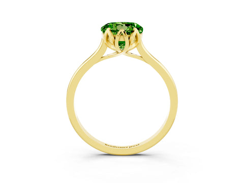 Yellow gold Round Cut Peridot Solitaire Ring with Flower Prong Setting and Classic Band_15