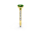 Yellow gold Round Cut Peridot Solitaire Ring with Pavé Accents and Four-Prong Setting_2