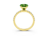 Yellow gold Round Cut Peridot Solitaire Ring with Pavé Accents and Four-Prong Setting_3
