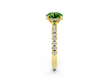 Yellow gold Round Cut Peridot Solitaire Ring with Pavé Band and Four-Prong Setting_26
