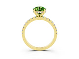 Yellow gold Round Cut Peridot Solitaire Ring with Pavé Band and Four-Prong Setting_27