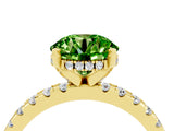 Yellow gold Round Cut Peridot Solitaire Ring with Pavé Band and Four-Prong Setting_28