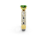 Yellow gold Round Cut Peridot Solitaire Ring with Pavé and Channel Set Band_2