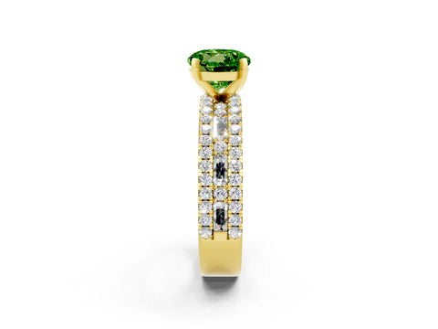 Yellow gold Round Cut Peridot Solitaire Ring with Pavé and Channel Set Band_2