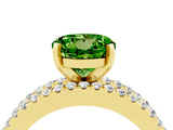 Yellow gold Round Cut Peridot Solitaire Ring with Pavé and Channel Set Band_4