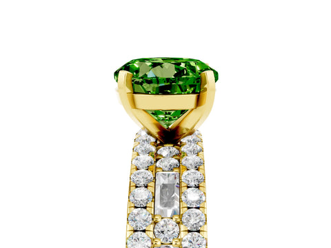 Yellow gold Round Cut Peridot Solitaire Ring with Pavé and Channel Set Band_5