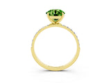 Yellow gold Round Cut Peridot Solitaire Ring with Pave Band and Four Prong Setting_27