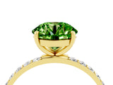 Yellow gold Round Cut Peridot Solitaire Ring with Pave Band and Four Prong Setting_28