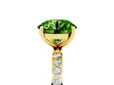 Yellow gold Round Cut Peridot Solitaire Ring with Pave Band and Four Prong Setting_29
