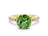 Yellow gold Round Cut Peridot Solitaire Ring with Round  Pavé Band and Four-Prong Setting_36