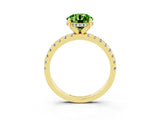 Yellow gold Round Cut Peridot Solitaire Ring with Round  Pavé Band and Four-Prong Setting_39