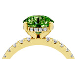 Yellow gold Round Cut Peridot Solitaire Ring with Round  Pavé Band and Four-Prong Setting_40