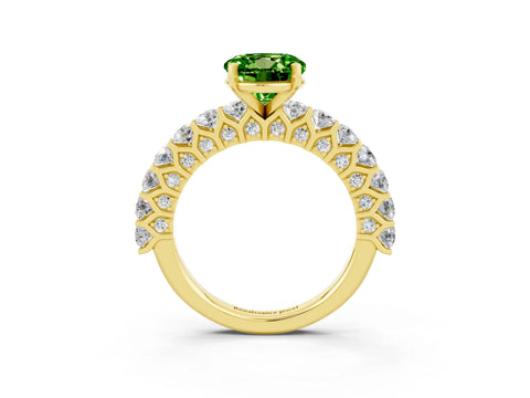 Yellow gold Round Cut Peridot Solitaire Ring with Shared Prong Pavé Band and Four-Prong Setting_3
