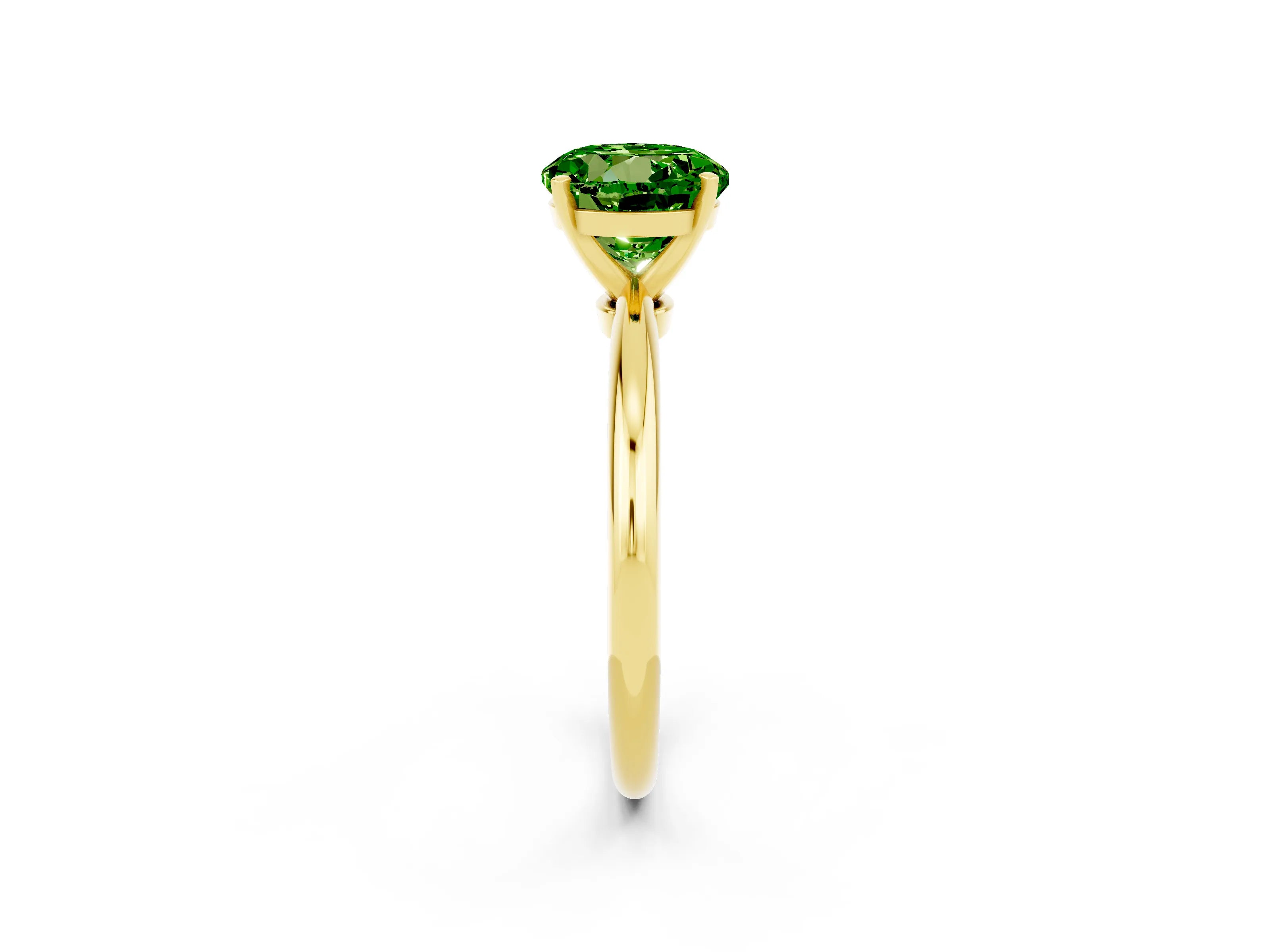 Yellow gold Round Cut Peridot Solitaire Ring with Six-Prong Setting and Classic Band_2