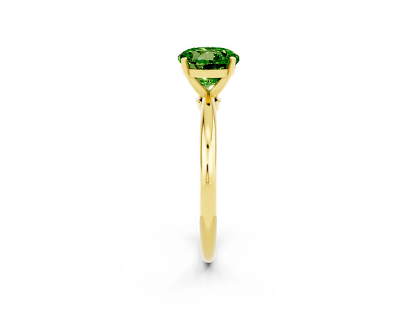 Yellow gold Round Cut Peridot Solitaire Ring with Six-Prong Setting and Classic Band