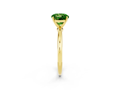 Yellow gold Round Cut Peridot Solitaire Ring with Six-Prong Setting and Classic Band_2