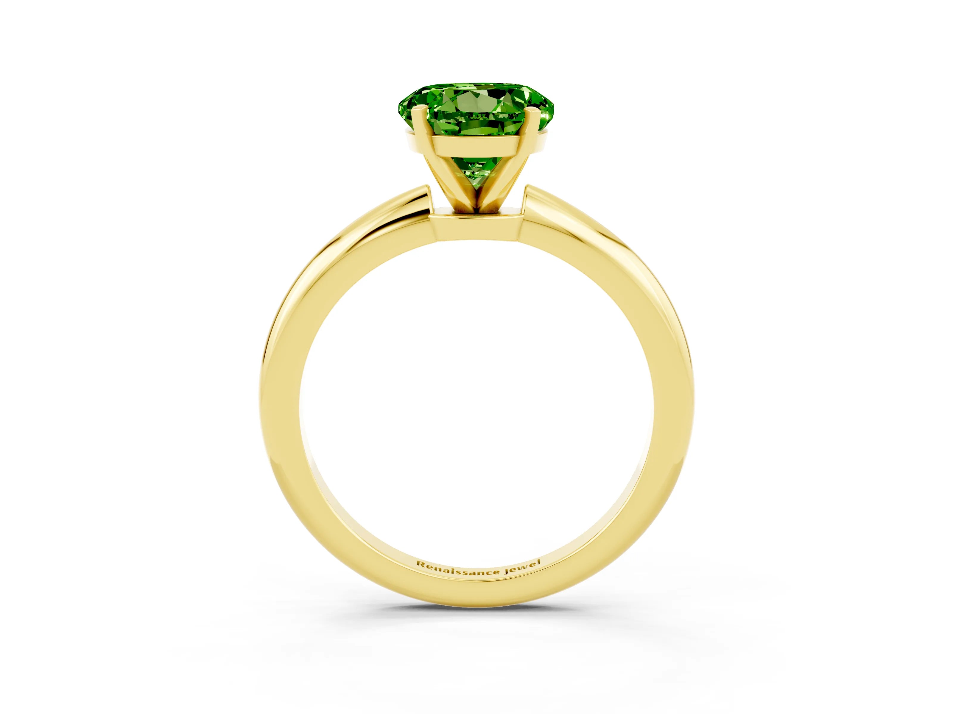 Yellow gold Round Cut Peridot Solitaire Ring with Six-Prong Setting and Classic Band_3
