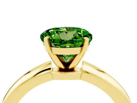 Yellow gold Round Cut Peridot Solitaire Ring with Six-Prong Setting and Classic Band_4