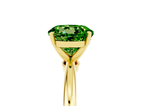 Yellow gold Round Cut Peridot Solitaire Ring with Six-Prong Setting and Classic Band_5