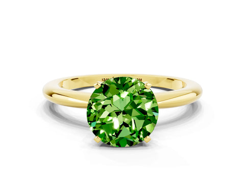 Yellow gold Round Cut Peridot Solitaire Ring with Six-Prong Setting and Classic Band