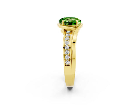 Yellow gold Round Cut Peridot Solitaire Ring with Split Shank and Prong Setting_2