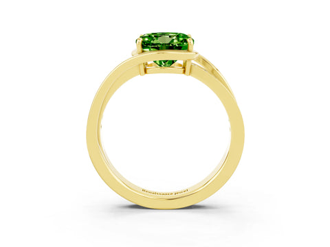 Yellow gold Round Cut Peridot Solitaire Ring with Split Shank and Prong Setting_3