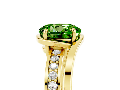 Yellow gold Round Cut Peridot Solitaire Ring with Split Shank and Prong Setting_5