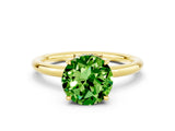Yellow gold Round Cut Peridot Solitaire Ring with Thin Band and Four-Prong Setting_12