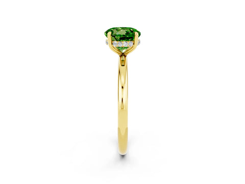 Yellow gold Round Cut Peridot Solitaire Ring with Thin Band and Four-Prong Setting_14