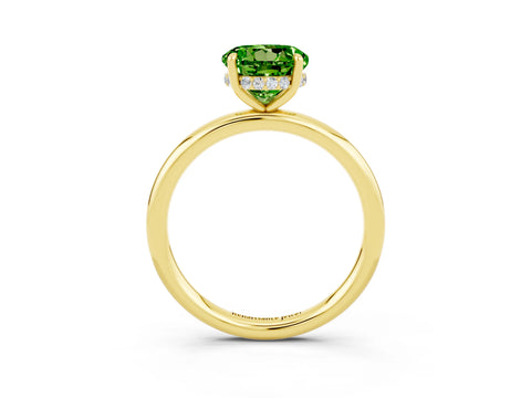 Yellow gold Round Cut Peridot Solitaire Ring with Thin Band and Four-Prong Setting_15