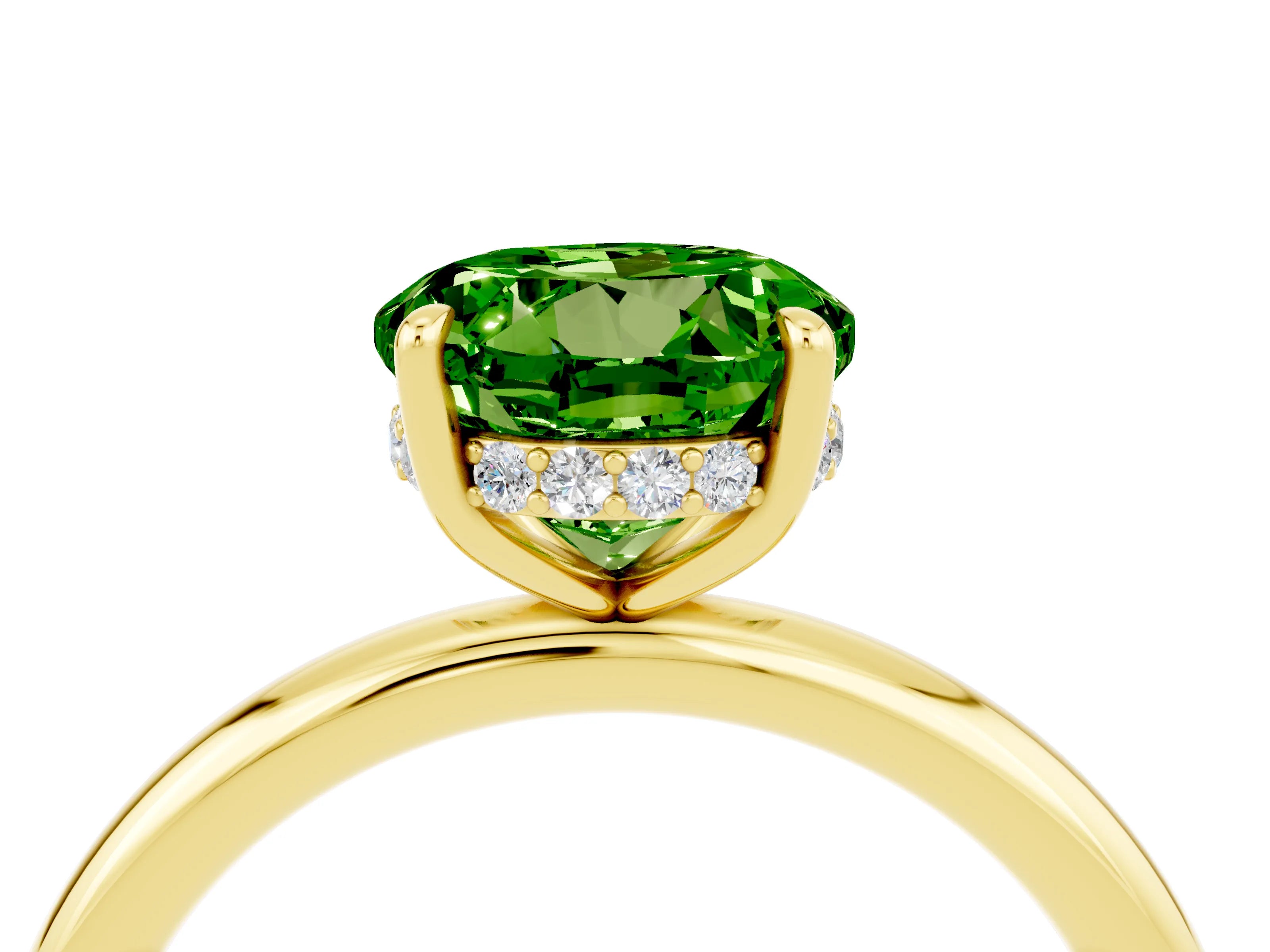 Yellow gold Round Cut Peridot Solitaire Ring with Thin Band and Four-Prong Setting_16