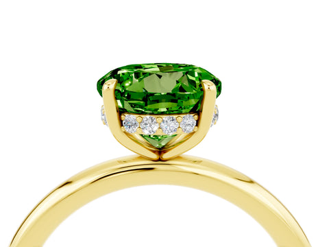 Yellow gold Round Cut Peridot Solitaire Ring with Thin Band and Four-Prong Setting_16