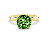Yellow gold Round Cut Peridot Solitaire Ring with Thin Band and Prong Setting_12