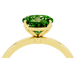 Yellow gold Round Cut Peridot Solitaire Ring with Thin Band and Prong Setting_16