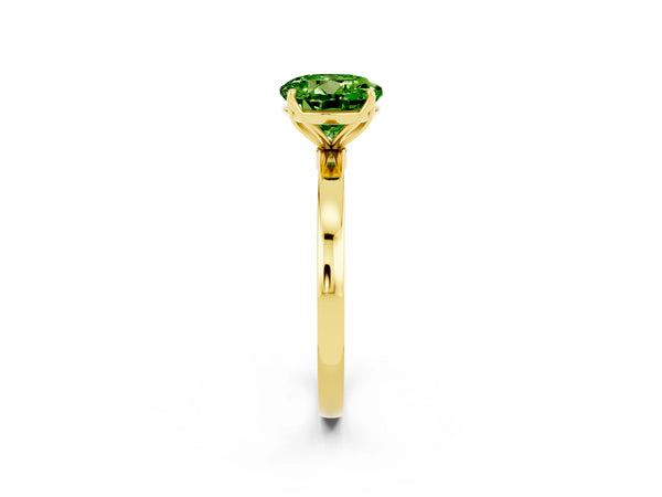 Yellow gold Round Cut Peridot Solitaire Ring with Thin Band and Prong Setting