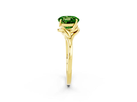 Yellow gold Round Cut Peridot Solitaire Ring with Twist Band and Four-Prong Setting_26